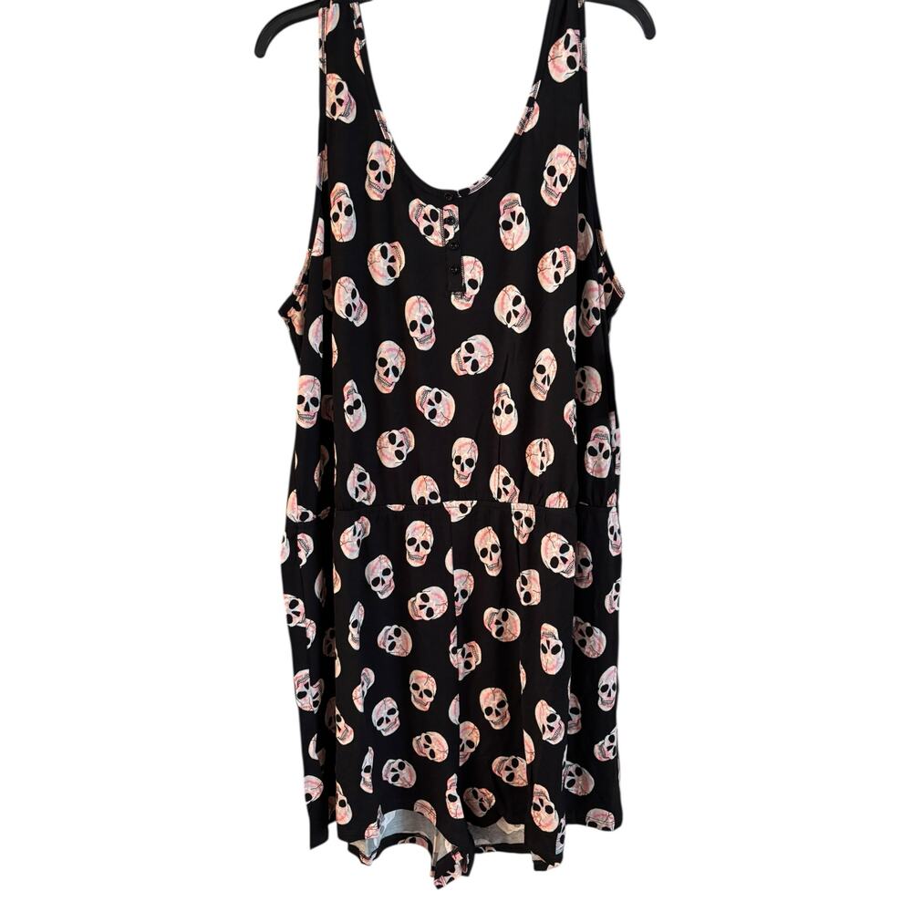 Torrid Supersoft Romper Skull Stretchy Black Tank Size 4X Sleep Lounge NWT - Picture 1 of 8